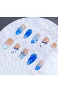 Popular colorful hand-pinched flowers press on nails