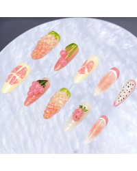Hand-Pinched Colorful Grapes, a Novel and Original Scene Press-on Nails