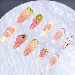 Hand-Pinched Colorful Grapes, a Novel and Original Scene Press-on Nails