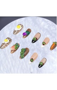 Hand-kneaded colorful fried eggs novelty and originality press on nails