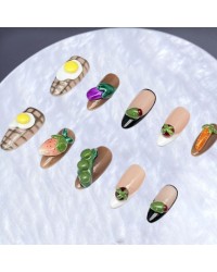 Hand-kneaded colorful fried eggs novelty and originality press on nails