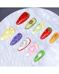 Popular hand-painted strawberry orange pinch press on nails