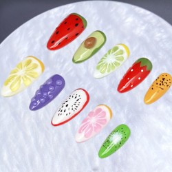 Popular hand-painted strawberry orange pinch press on nails