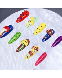Hand-Pinched Colorful Mushrooms Novelty and Original Press on Nails